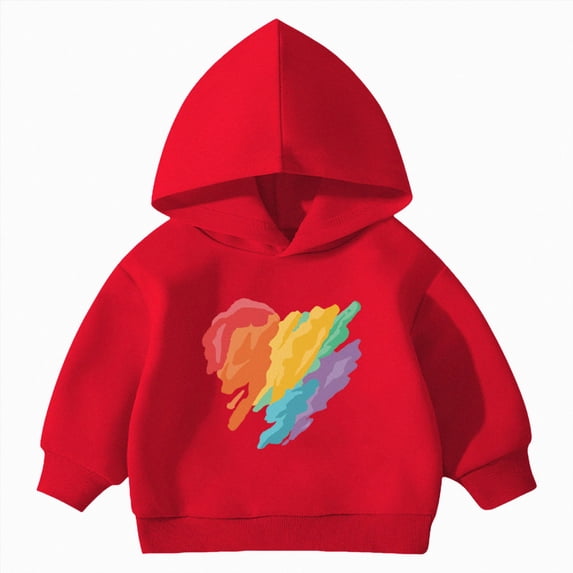 KPOPLK Boys Fashion Hoodies Kids Long Sleeve Hooded Sweatshirts Fall Winter Pullover Top Red Size 3-4 Years