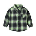 thumbnail image 1 of KPOPLK Boys Flannel Shirt Toddler Plaid Shirt Long Sleeve Button Down Shirts Kids Casual Tops(7-8 Years,Light Green), 1 of 2