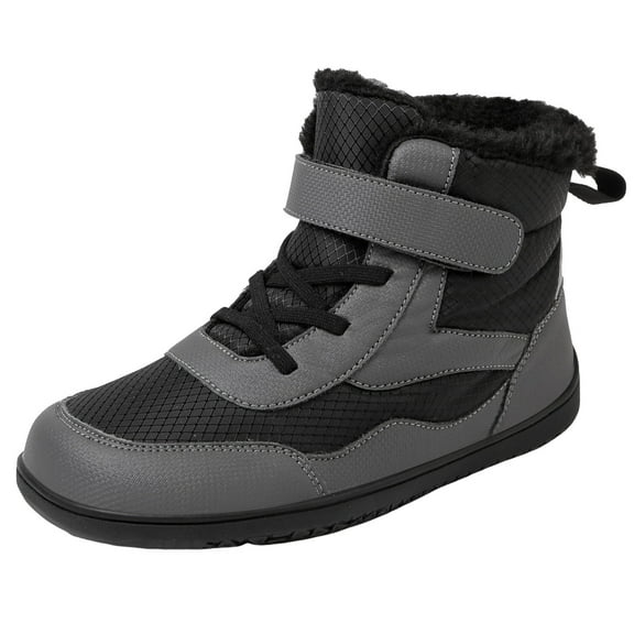 KPOPLK Boys Girls Waterproof Boots Children Snow Boots Boys Girls Skiing Cotton Shoes Winter Thickened Steel Big Boy Outdoor Short Cotton Boots(13.5,F24-Grey)