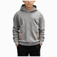thumbnail image 1 of KPOPLK Boys Hoodie 4-16 Years Fall Soft Cotton Fleece Pullover Sweatshirts Performance Athletic Hoodies for Teen Boy with Kangaroo Pocket Light Gray Size 12-13 Years, 1 of 4