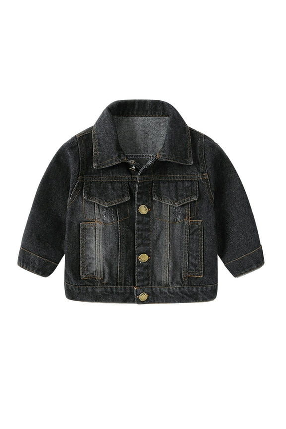 Boys Jean Jacket for (4-17 Years Kids) Trendy Cozy Soft Ripped Denim Coat Casual Outerwear School Travel Teen Gift(4-5 Years,Black)
