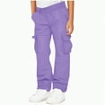 thumbnail image 1 of KPOPLK Boys Kids Cotton Drawstring Elastic Waist Loose Joggers Running Sweat Pants with Toddler Pant(13-14 Years,B23-Light Purple), 1 of 6