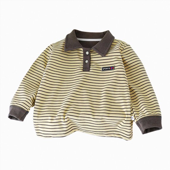 KPOPLK Boys Long Sleeve Lapel Neck Shirts Soft Knit Tee Regular Fit Top for Fall Daily Wear Toddler Boy Long Sleeve Shirt,Size 13-14 Years