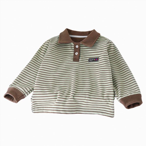 KPOPLK Boys Long Sleeve Lapel Neck Shirts Soft Knit Tee Regular Fit Top for Fall Daily Wear Toddler Boy Long Sleeve Shirt,Size 5-6 Years