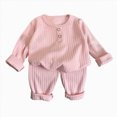 thumbnail image 1 of KPOPLK Boys Long Sleeve & Pants Pajama Set 6M-8Y Lightweight Breathable 2-Piece PJs Solid Jammies for Little & Big Boys,Size 1-2 Years, 1 of 5