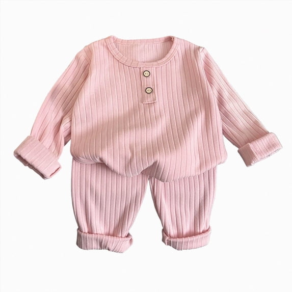 KPOPLK Boys Long Sleeve & Pants Pajama Set 6M-8Y Lightweight Breathable 2-Piece PJs Solid Jammies for Little & Big Boys,Size 1-2 Years