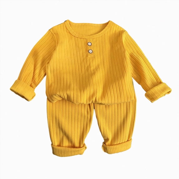 KPOPLK Boys Long Sleeve & Pants Pajama Set 6M-8Y Lightweight Breathable 2-Piece PJs Solid Jammies for Little & Big Boys,Size 2-3 Years