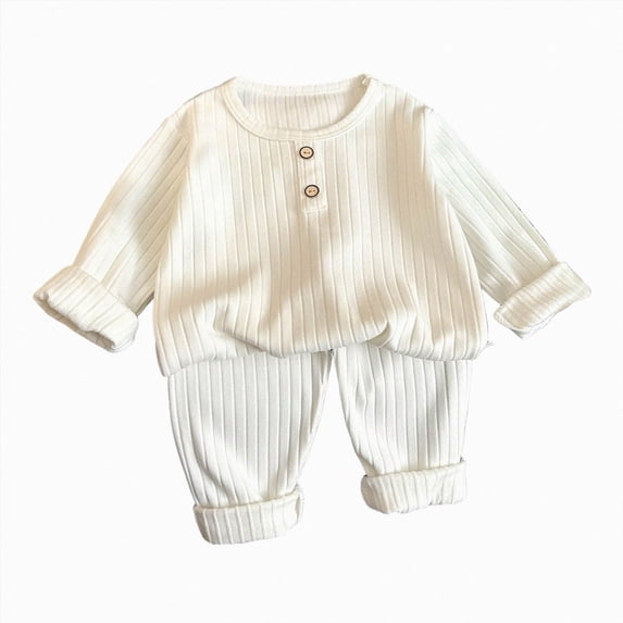 KPOPLK Boys Long Sleeve & Pants Pajama Set 6M-8Y Lightweight Breathable 2-Piece PJs Solid Jammies for Little & Big Boys,Size 6-12 Months