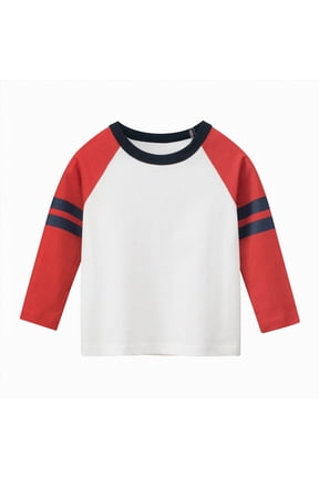 Boys Long Sleeve Shirts Cotton T-Shirts for Boy Spring Fall Winter Kids Casual Basic Tee Tops 1-7 Years(6-8 Years,Red)