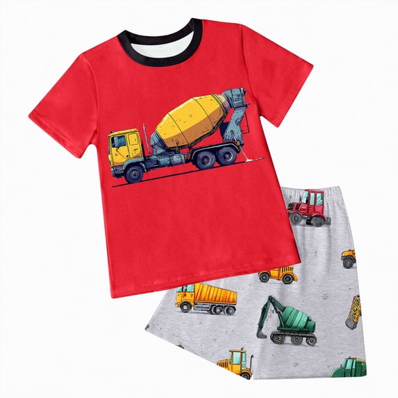 KPOPLK Boys Outfit Set for 3 Months-4 Years Baby Clothes Set Cartoon T-Shirt Tops Shorts Summer Outfits Toddler Boy Outfit Size 3-4 Years,Red