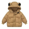 thumbnail image 1 of KPOPLK Boys Puffer Jacket Collar Hood Thick Warm Winter Coat Padded Outerwear(18-24 Months,Coffee), 1 of 3