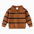 thumbnail image 1 of KPOPLK Boys Shirts Toddler Boys Long Sleeve Collar Sripe Print Fall T-Shirts Casual Tops Tees 1T 2T 3T 4T 5T 6T(2-3 Years,Brown), 1 of 8
