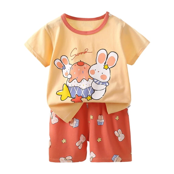KPOPLK Boys Short Sleeved Shorts Suit Comfortable Breathable Fabric Fashionable Cute Cartoon Dinosaur Print Boy Suit,Sizes 5-6 Years