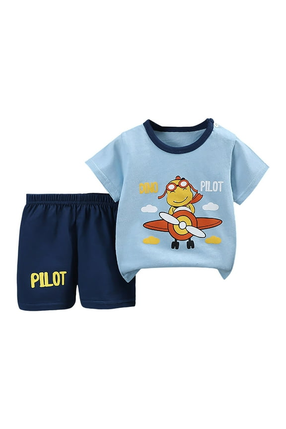 Boys Short Sleeved Shorts Suit Comfortable Breathable Fashionable Color Matching Pocket Boys Suit boy 12 18 month(5-6 Years,Dark Blue)