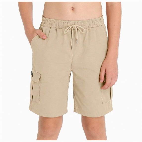 KPOPLK Boys Shorts Kids Athletic Shorts Teen Casual Summer Bermuda Shorts Drawstring Joggers with Pockets for 5-14Y White 11-12 Years