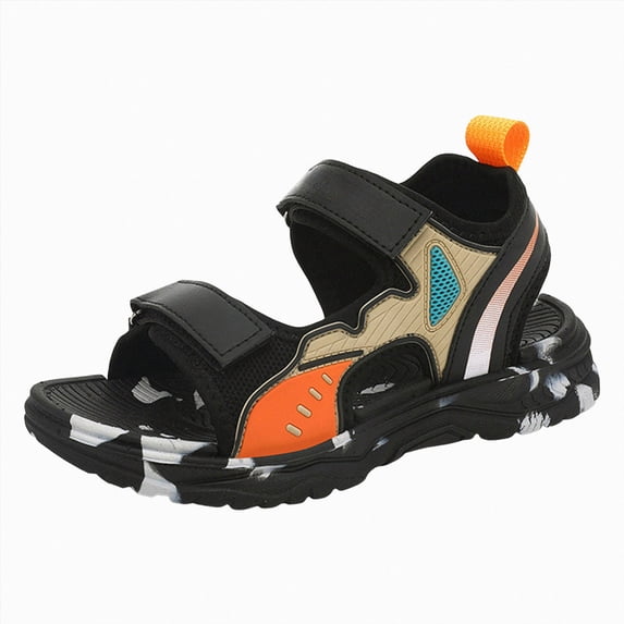 KPOPLK Boys Slide Sandals for Kids – Double Buckle Adjustable Summer Sandals for Boys Backless Comfort Shoes for Beach, Pool, Shower & Outdoor Play Size 3.5,Orange