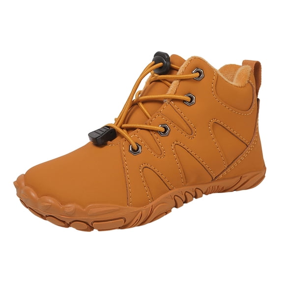 KPOPLK Boys Snow Boots Winter Warm Booties Antiskid Hiking Outdoor Shoes Ankle Boots for Kids(2.5,X56-Yellow)