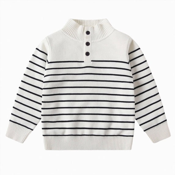 KPOPLK Boys Stripe T Shirts 1t 2t 3t 4t 5t 6t Long Sleeve Tee Shirts Kids Fall Tops Basic Tees(18-24 Months,White)