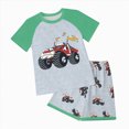 thumbnail image 1 of KPOPLK Boys Summer Clothing 2Pcs Outfits Short Sleeve T-Shirt with Pattern Print and Elastic Waist Shorts Set Clothes 4T 5T 6T 7T Size 6-7 Years,Light Green, 1 of 4