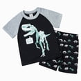 thumbnail image 1 of KPOPLK Boys Summer Set 2Pcs Outfits Short Sleeve Crewneck T-Shirt Graphic Print and Elastic Waist Shorts Clothes 1T 2T 3T 4T 5T 6T(6-7 Years,Black), 1 of 9
