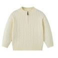 thumbnail image 1 of KPOPLK Boys Sweater Quarter Zip Up Chunky Knit Mock Neck Warm Pullver Kids Knitwear(3-4 Years,R1-Beige), 1 of 8