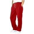 thumbnail image 1 of KPOPLK Boys Sweatpants Soft Open Bottom Clothes Youth Basic Athletic Joggers with Pockets Trousers Pants for Boys Size 7-8 Years,Red, 1 of 5