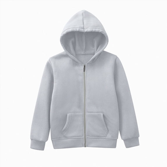 KPOPLK Boys Zip Up Hoodie Fall Long Sleeve Shirt Fashion Lightweight Hooded Jacket Coats for 1-9 Years Grey Size 8-9 Years