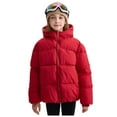 thumbnail image 1 of KPOPLK Boys and Toddlers' Lightweight Water-Resistant Packable Hooded Puffer Jacket(5-6 Years,Red), 1 of 9