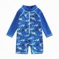 thumbnail image 1 of KPOPLK Boys one Piece Swimsuit Zipper Rash Guard Kids Long Sleeve Bathing Suits UPF 50+ Sun Protection Swimwear 2-9Y(Dark Blue,3-6 Months), 1 of 5