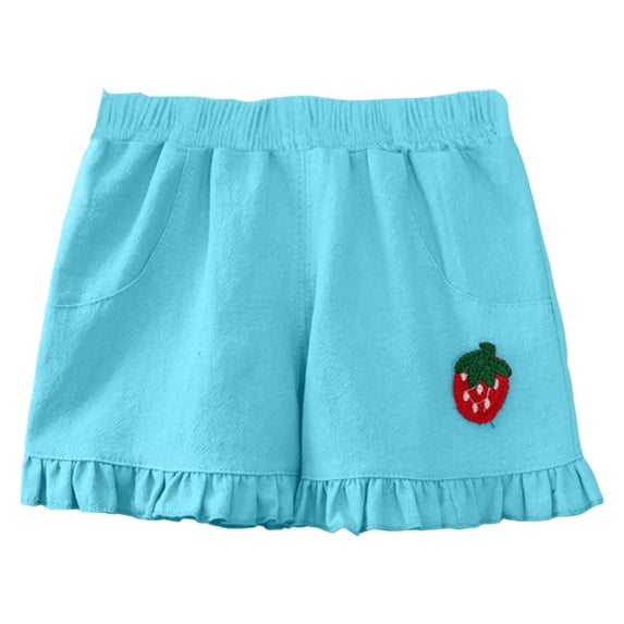 KPOPLK Casual Shorts for Toddler Girl Cartoon Printed Shorts Trendy Baggy Shorts for 1T 2T 3T 4T Size 12-18 Months,Blue