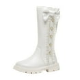 thumbnail image 1 of KPOPLK Children Girl's Comfort Lace Up Mid Calf Boots(13.5,F6-White), 1 of 2