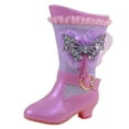 thumbnail image 1 of KPOPLK Children Girl's Fashion Snow Mid Calf Waterproof Lace Up Duck Boots(3,F38-Purple), 1 of 2