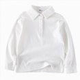 thumbnail image 1 of KPOPLK Children's Long Sleeved T Shirt Fall Boys Shirt Children's Long Sleeved T Shirt Peplum Bottoming Tops Boys Shirt(12-18 Months,G61-White), 1 of 6