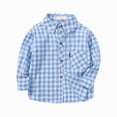 thumbnail image 1 of KPOPLK Children's Pure Cotton Shirt Boys' Checkered Shirt Baby Shirt Thin Jacket(10-12 Years,G57-Sky Blue), 1 of 3