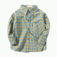 thumbnail image 1 of KPOPLK Children's Pure Cotton Shirt Boys' Checkered Shirt Baby Shirt Thin Jacket(5-6 Years,G130-Mint Green), 1 of 3