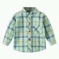 thumbnail image 1 of KPOPLK Children's Pure Cotton Shirt Boys' Checkered Shirt Baby Shirt Thin Jacket(5-6 Years,G56-Mint Green), 1 of 3
