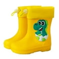 thumbnail image 1 of KPOPLK Childrens Rain Boots Kids Waterproof Toddler Easy-On Lightweight Boys Girls Rubber Shoes Pull Handles Cute Dinosaur(Yellow,9), 1 of 9