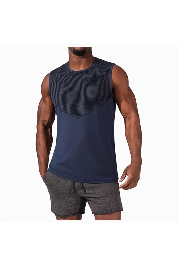 Compression Shirts for Men Body Shaper Slimming Tank Top Undershirts Gym Gear Shapewear Sleeveless T-Shirt Size L,Dark Blue