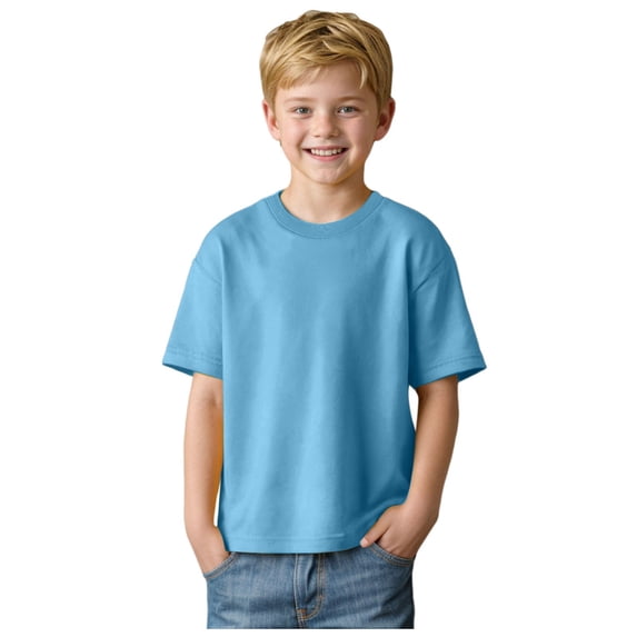 KPOPLK Cotton Kids T-Shirts Short Sleeve Shirt for 1t 2t 3t 4t 5t 6t Summer Crew Neck Basic Solid Tops for Boy Girl Toddlers Size 3-4 Years,Light Blue