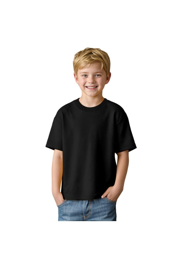 Cotton Kids T-Shirts Short Sleeve Shirt for 1t 2t 3t 4t 5t 6t Summer Crew Neck Basic Solid Tops for Boy Girl Toddlers Size 9-10 Years,Black
