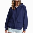 thumbnail image 1 of KPOPLK Drawstring Zip Up Hoodies for Women Fall Cute Jacket Oversized Casual Sweatshirts with Pocket(XXXL,Navy), 1 of 4