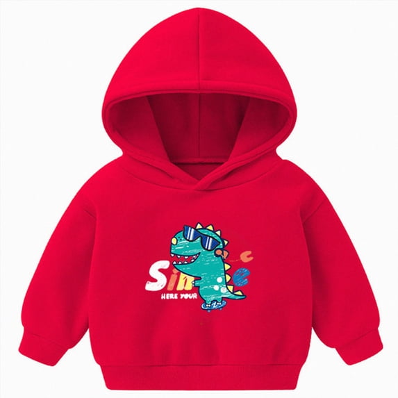 KPOPLK Fall Baby Boys Girls Hoodie Toddler Dinosaur Sweatshirts Kids Dinosaur Lightweight Jacket Red Size 5-6 Years