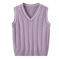 thumbnail image 1 of KPOPLK Fall Unisex Sweater Vest Boy and Girl Cable Knit Cotton Vest Kids Uniform Vest for Little Big Childrens Teenage Size 3-4 Years,Purple, 1 of 7