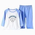 thumbnail image 1 of KPOPLK Fall Winter Girl Pajama Set 6M-15T Kids Pajamas Cute Toddler Snug fit Flower Pattern Pjs Cotton Sleepwear Ruffled Shirring Size 120,Blue, 1 of 9