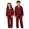 thumbnail image 1 of KPOPLK Family Christmas Pajamas Matching Sets Lightweight Long Sleeve Button down Shirt and Pants Pjs Jammies 2 Piece(3-4 Years,Red), 1 of 4