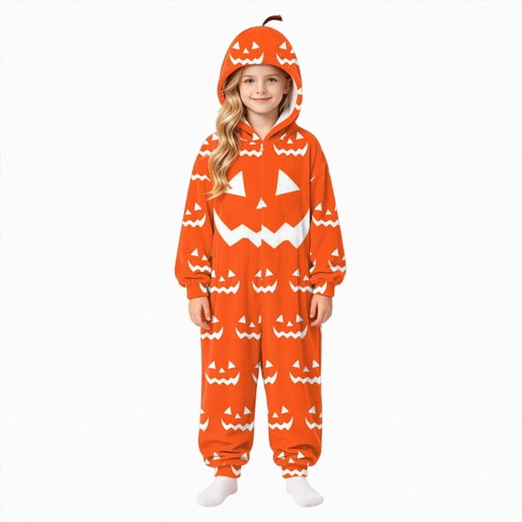 KPOPLK Family Matching Pajamas Novelty Halloween Onesie Xmas PJs Kids Soft and Cozy Flannel Jumpsuit for Holiday Party,Size 4-5 Years