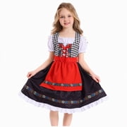 KPOPLK German Dress Girls Dirndl Bavarian Dirndl Oktoberfest Children Dress 3T 6T 9T 12T 14T 16T Size 9-10 Years,Red