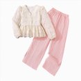 thumbnail image 1 of KPOPLK Girl Clothes Fall 2 Piece Outfit for Girls Long Sleeve Ruffle Top with Pant Set, Princess Tutu Outfit Fall Winter Clothing Set for Girls 8-12 Years,Size 12-13 Years, 1 of 9
