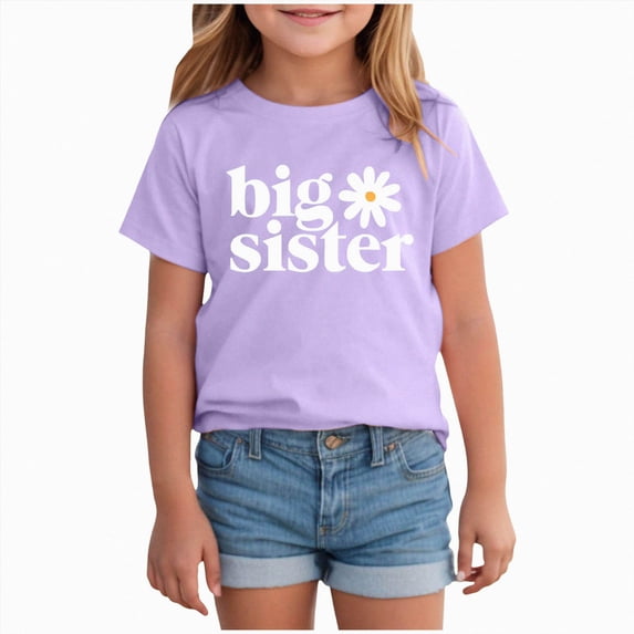 KPOPLK Girl's Graphic Print Tee Shirt Crew Neck Short Sleeve T Shirts Summer Cute Trendy Tops Size 7-8 Years,Purple