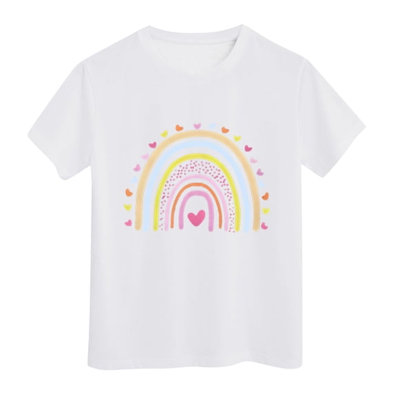 KPOPLK Girl's Graphic Tees Crewneck Summer T Shirt Tops Cute Clothes Short Sleeve Regular Fit Casual Shirt for Girls Size 10-11 Years,White